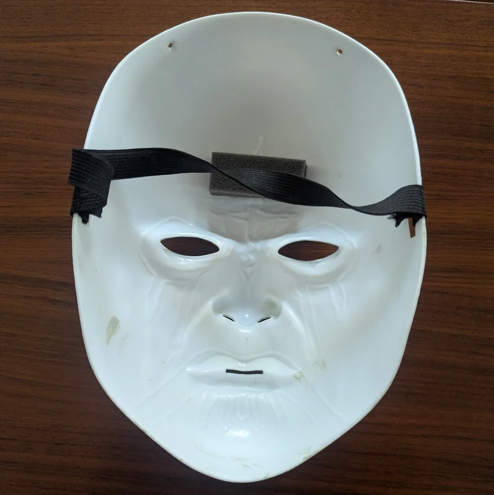 Scary Halloween Costume Black Tears Upside Down Cross Masquerade Mask Pre Owned